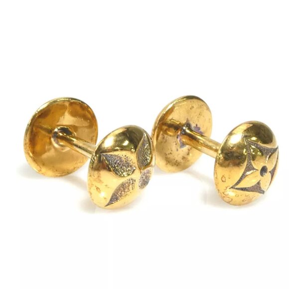 Auth LOUIS VUITTON Cufflinks Gold Metal M30974 - - Picture 1 of 11